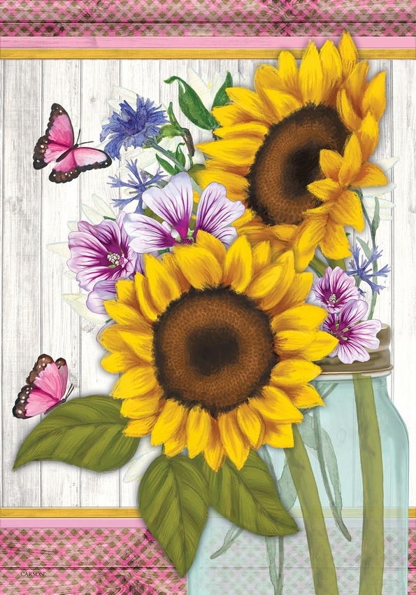 Sunflowers & Butterflies House Flag