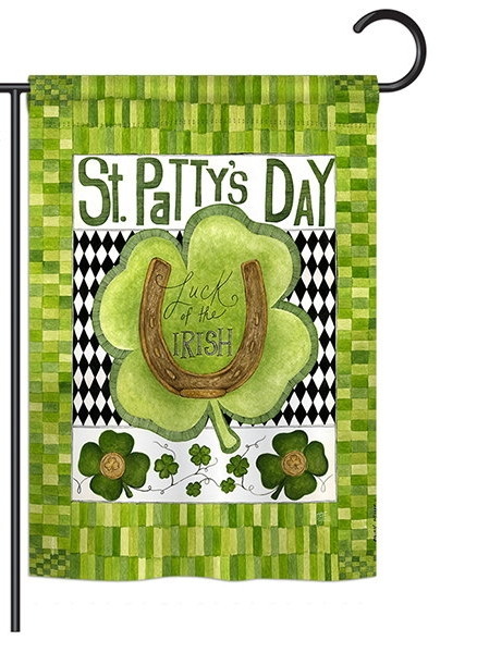 Luck of the Irish Clover Garden Flag