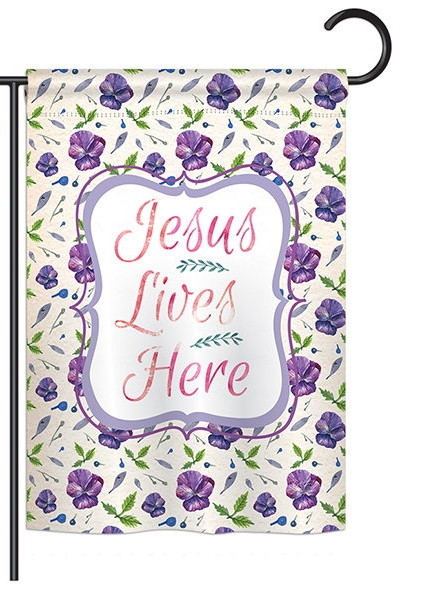 Jesus Lives Here Garden Flag