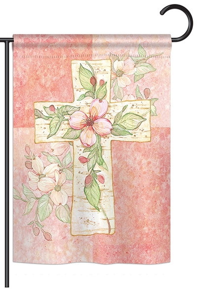 Pink Flower Cross Garden Flag