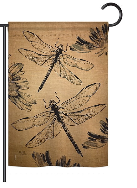 Dragonfly Burlap Garden Flag