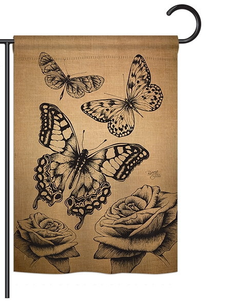 Butterflies Burlap Garden Flag