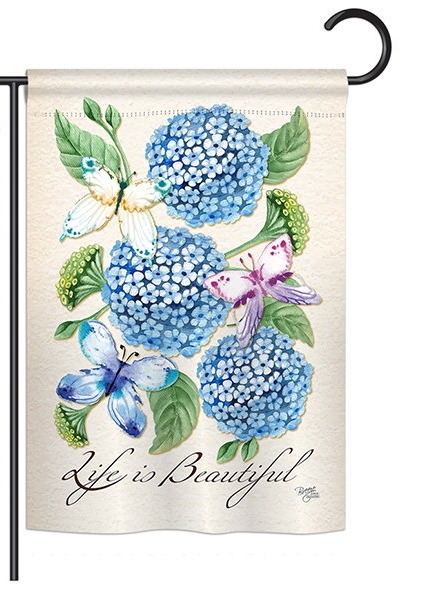 Life is Beautiful Hydrangeas Garden Flag