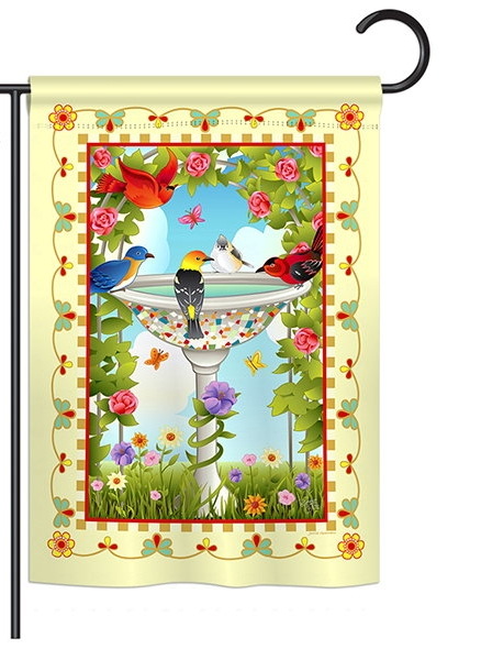 Bathing Birds Ivory Garden Flag