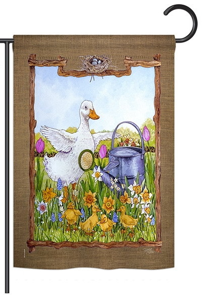 Duck & Duckies Garden Flag