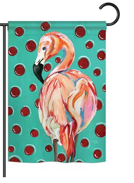 Polka Dot Flamingo Garden Flag