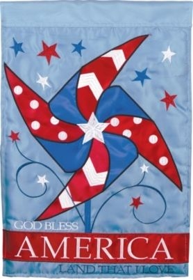 Pinwheel America Applique Garden Flag