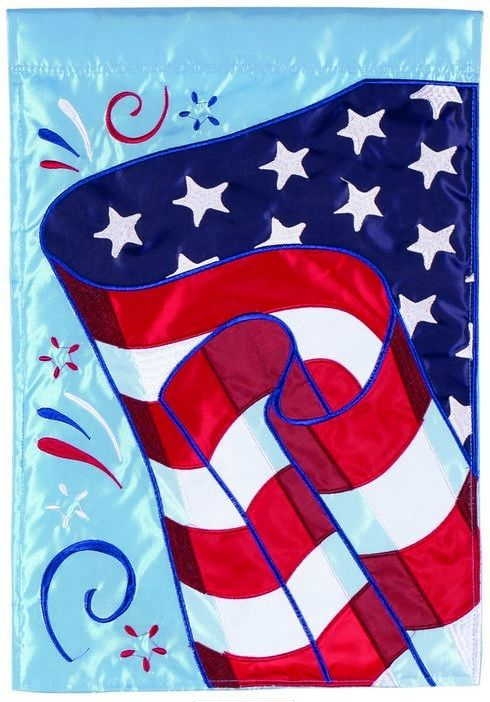 Patriotic Flag Applique Garden Flag