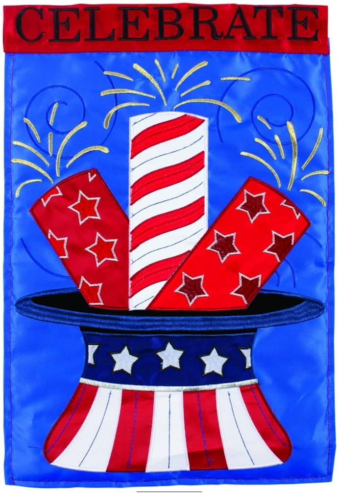 Festive Firecrackers Double Applique Garden Flag & more garden flags at