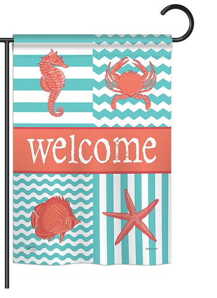 Coastal Collage Garden Flag