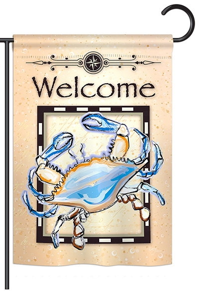 Blue Crab welcome Garden Flag