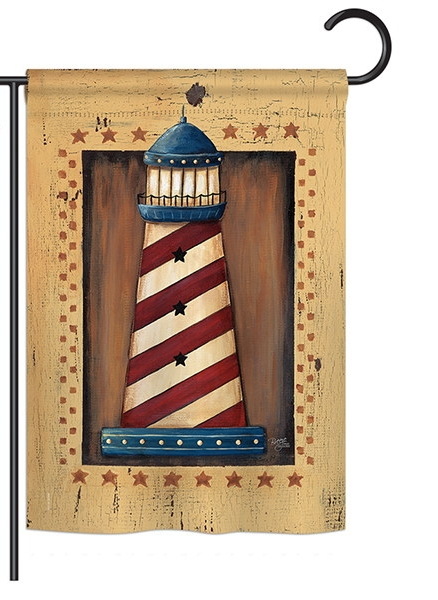 Patriotic Lighthouse Garden Flag