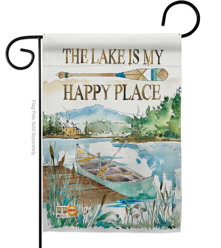 Lake Is Happy Place Garden Flag