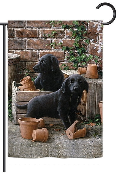 Black Lab Pups Garden Flag