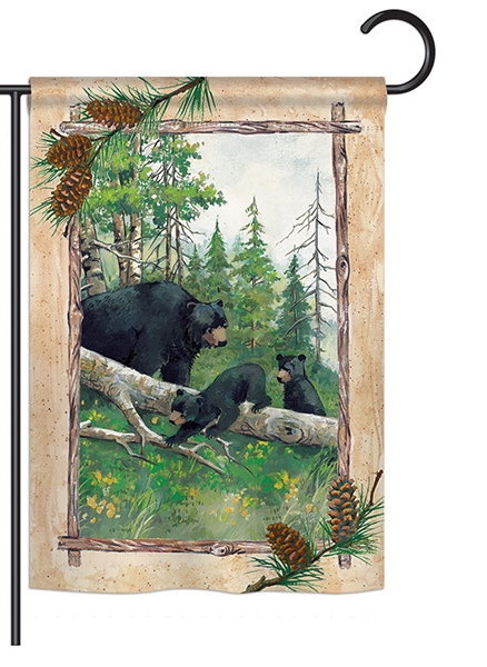Black Bear & Cubs Garden Flag