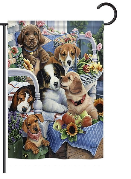 Country Pups Garden Flag