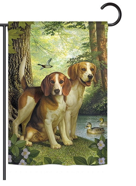 Beagles And Duck Garden Flag