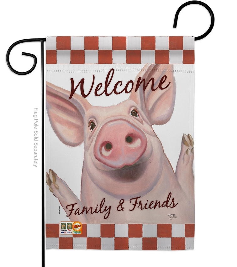 Welcome Piggy Garden Flag