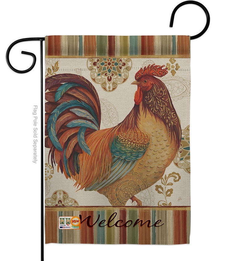 Welcome Rooster Decorative Garden Flag