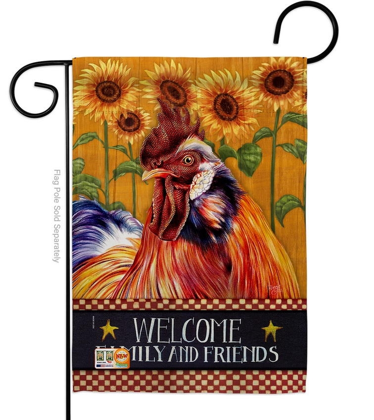 Country Rooster Decorative Garden Flag