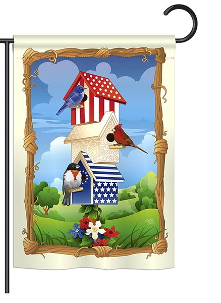 Star Spangled Birdhouse Garden Flag