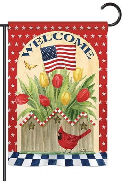 Patriotic Flowers Garden Flag