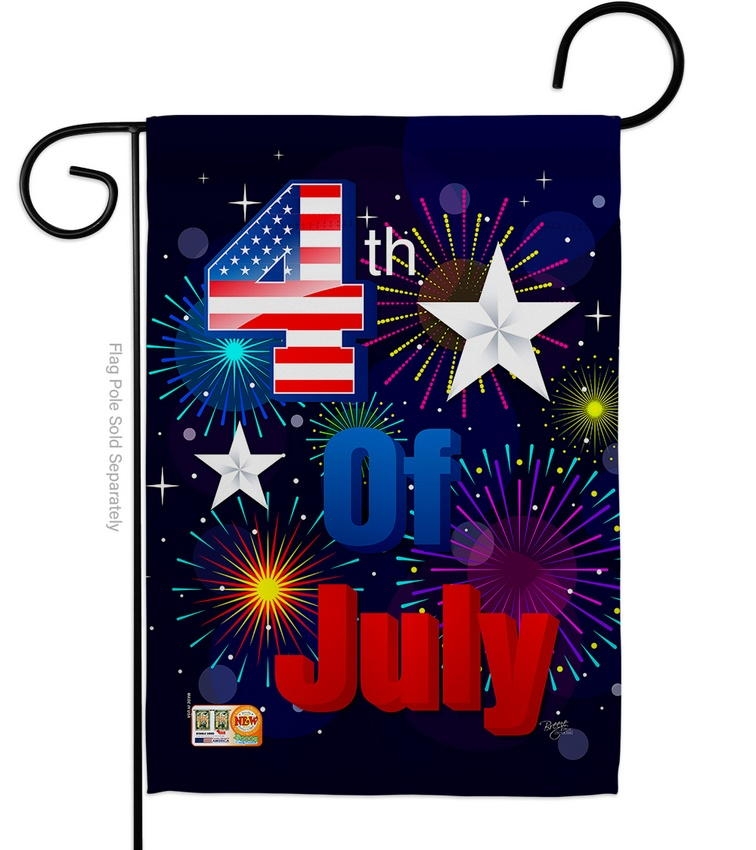 Fireworks July 4th Decorative Garden Flag