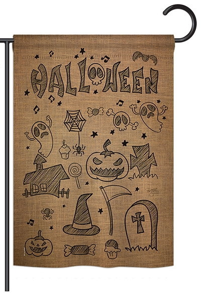 Halloween Doodles Garden Flag