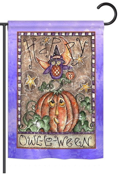 Happy Owl Lo Ween Garden Flag