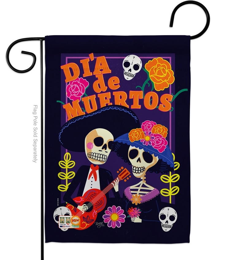 Dia De Muertos Couple Garden Flag