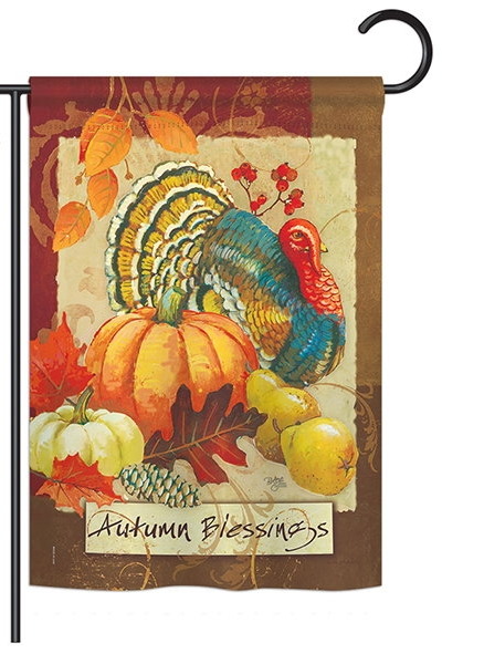 Autumn Blessings Turkey Garden Flag
