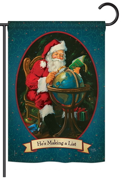 He\'s Making a List Garden Flag