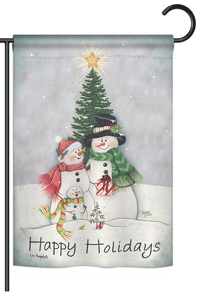 Snowman Family Garden Flag