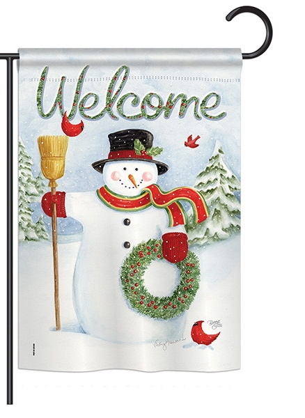 Snowman Wreath Garden Flag