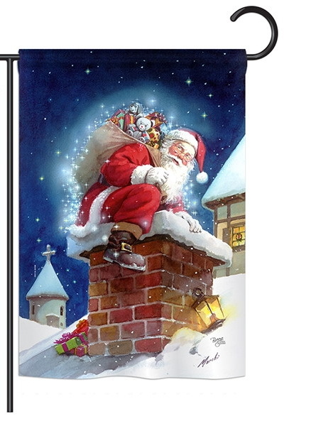 Chimney Santa Garden Flag