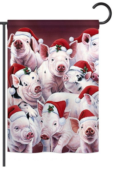 Christmas Piggies Garden Flag