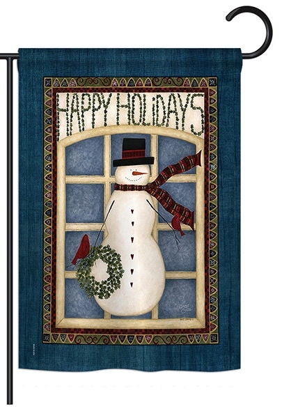 Happy Holidays Snowman Garden Flag