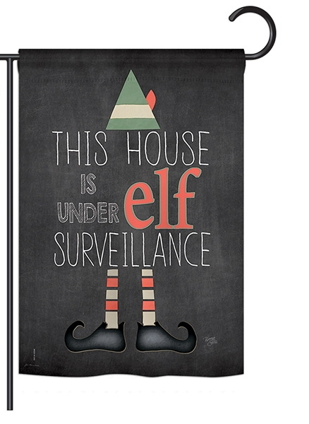 Elf Surveillance Garden Flag