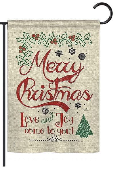 Love and Joy Linen Garden Flag