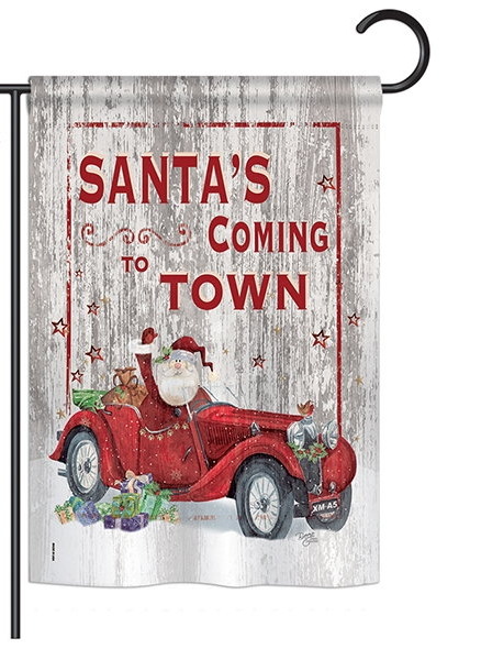 Santa\'s Coming to Town Garden Flag