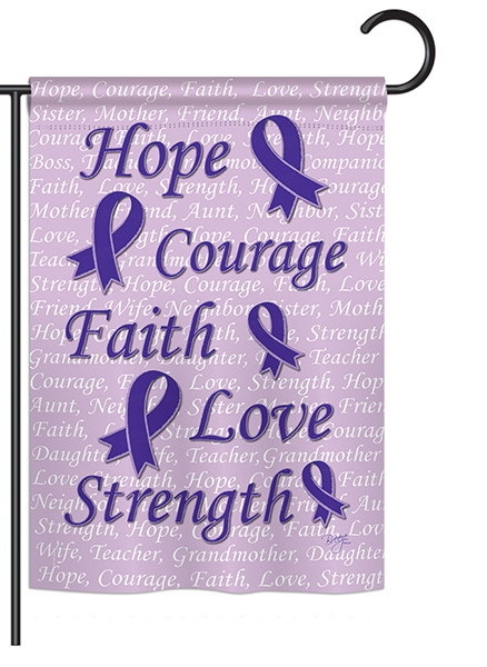 Hope, Faith, Courage (Purple) Garden Flag