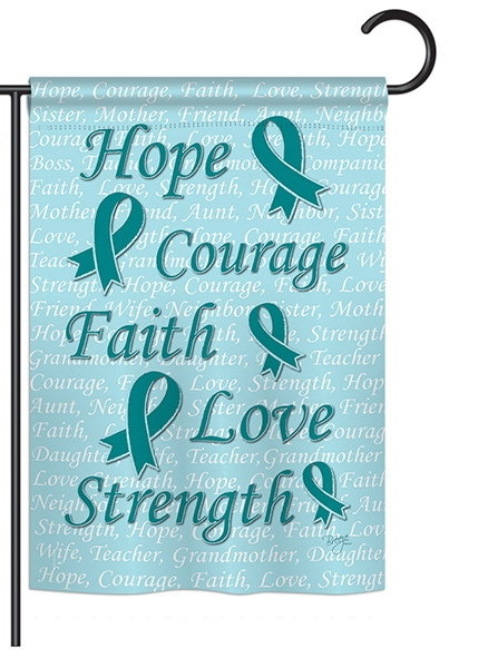 Hope, Faith, Courage (Teal) Garden Flag