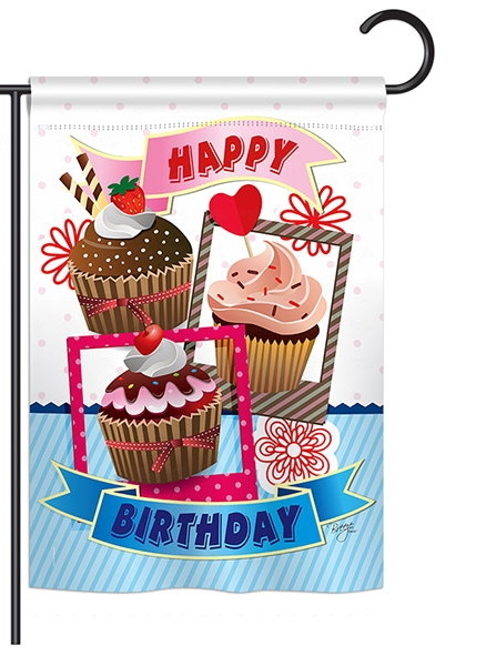 Birthday Cupcake Garden Flag