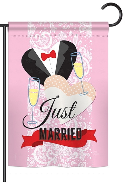 Just Married Garden Flag