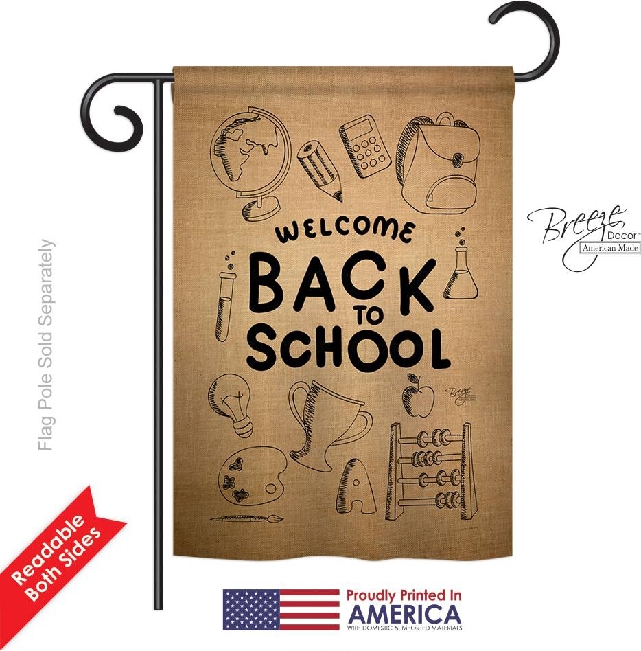 Welcome Back To School Burlap Garden Flag