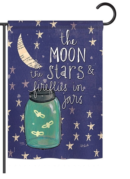 Moon Stars Fireflies Jars Garden Flag