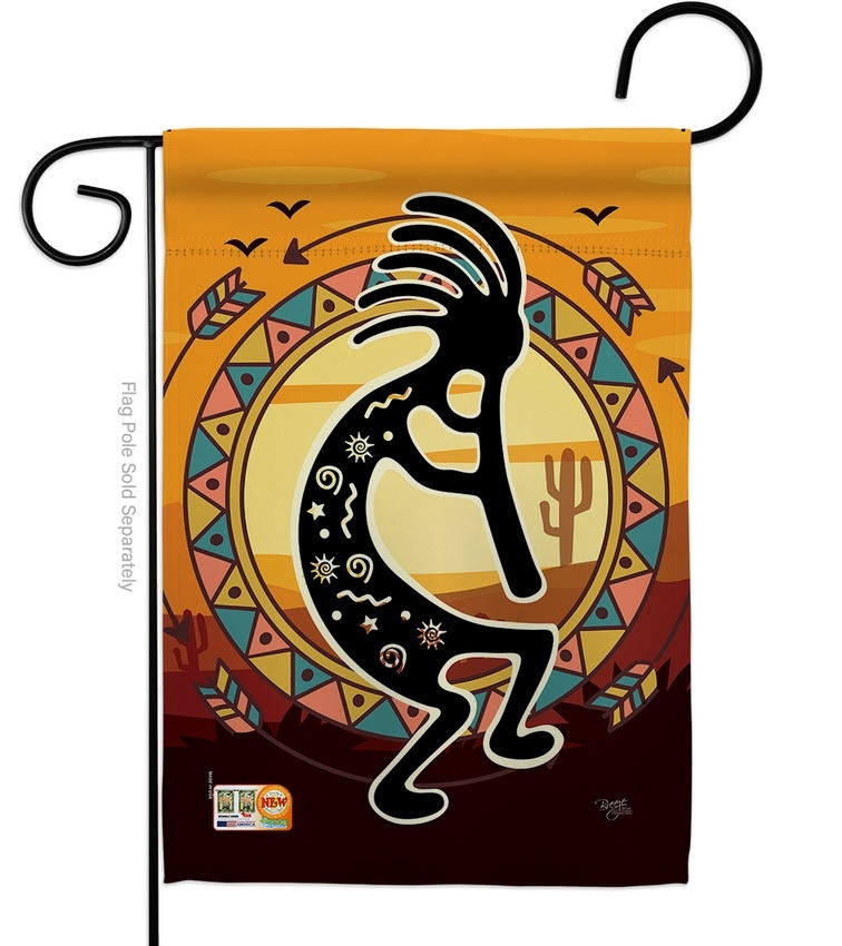 Kokopelli Playing Flute Garden Flag