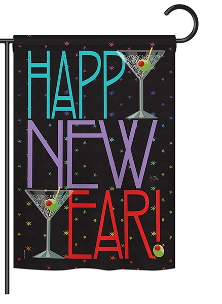 New Year Martini Garden Flag