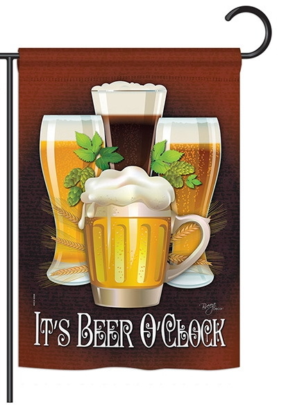 It\'s Beer O\'Clock Garden Flag