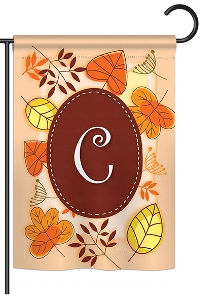 Autumn C Monogram Garden Flag